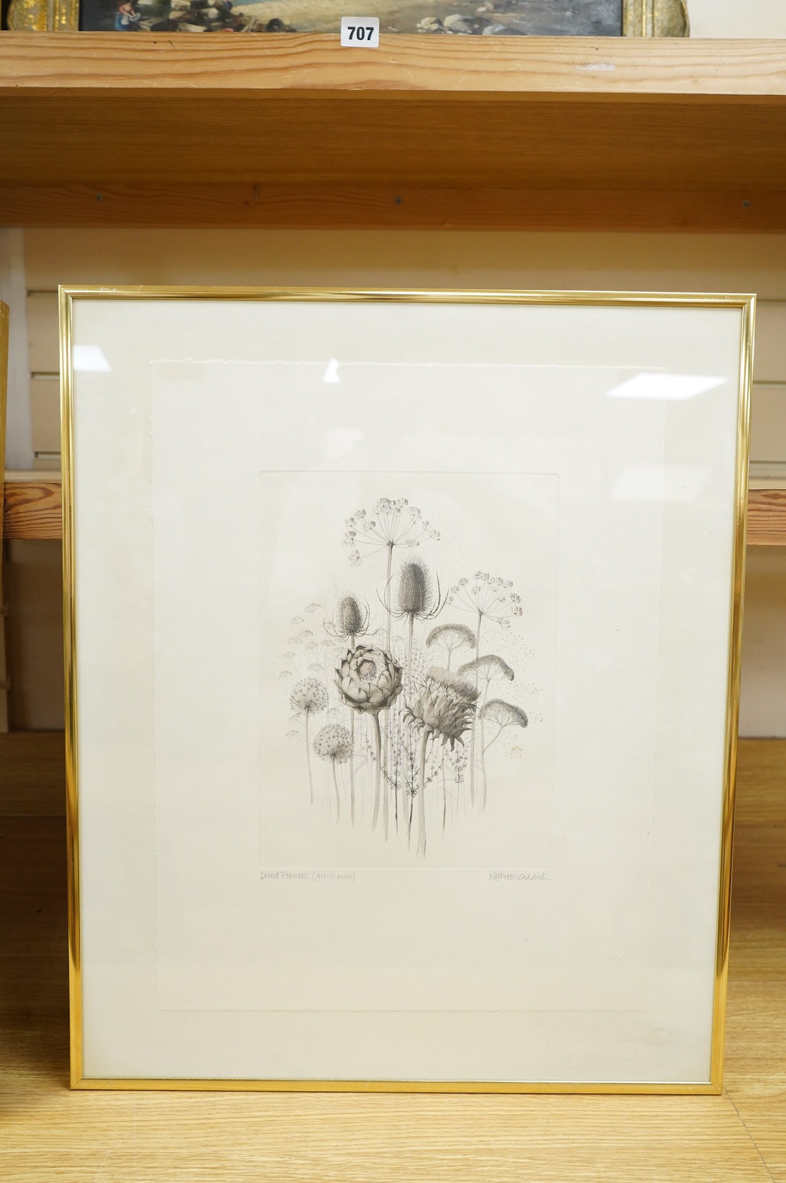 Kathleen Caddick (b.1937), ‘Dried Flowers’, pair of artist proof etchings, each signed in pencil, 49 x 37cm